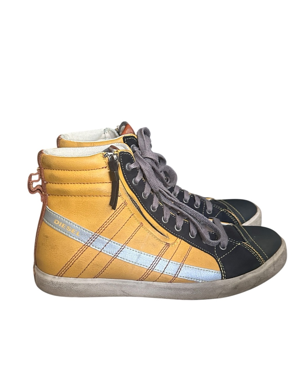 Diesel D-String Brown Leather Suede Zip Lace High Top Mens Sneakers Shoes